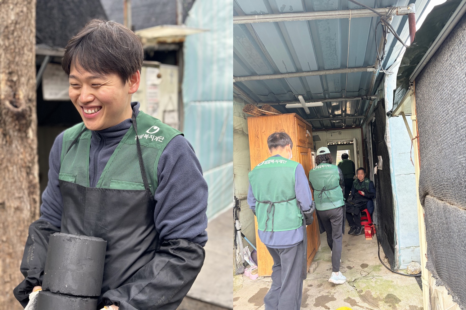 비장애인과 장애인이 함께 어우러져 연탄봉사를 진행하는 모습.jpg