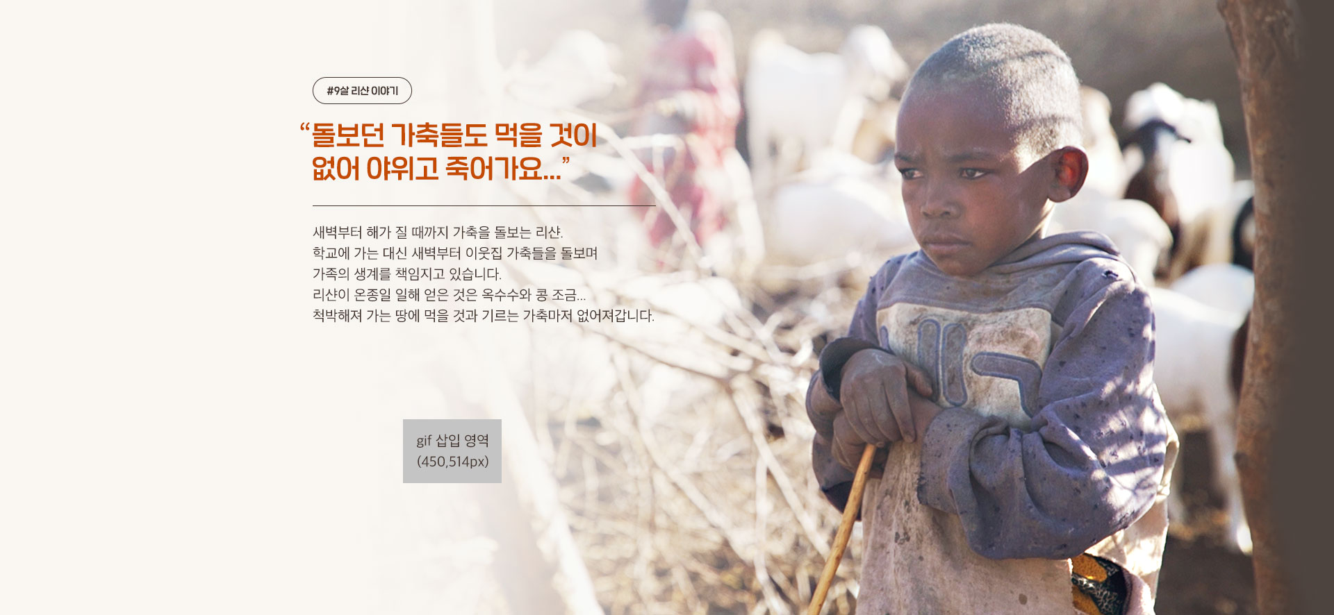 돌보던 가축들도 먹을 것이 없어 야위고 죽어가요…