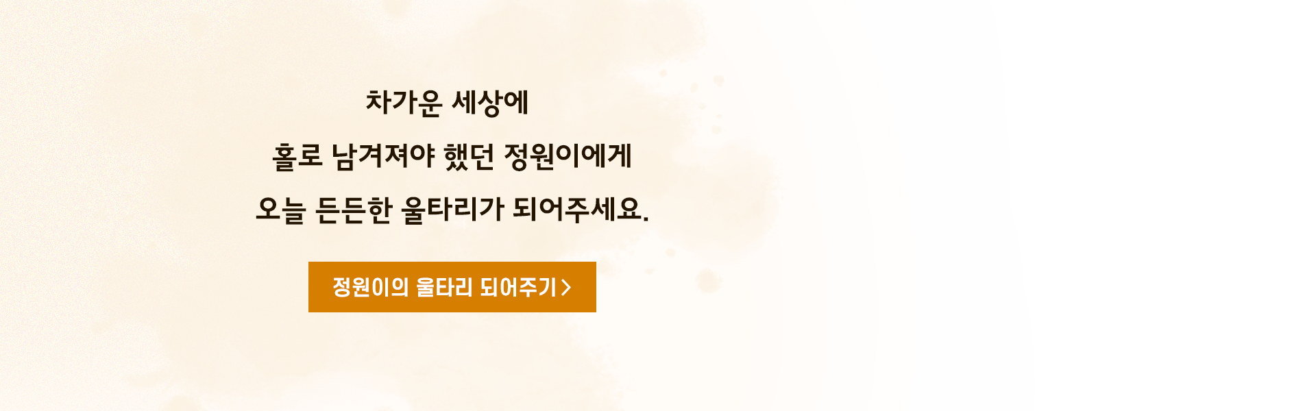 차가운 세상에 홀로 남겨져야 했던 정원이에게 오늘 든든한 울타리가 되어주세요.